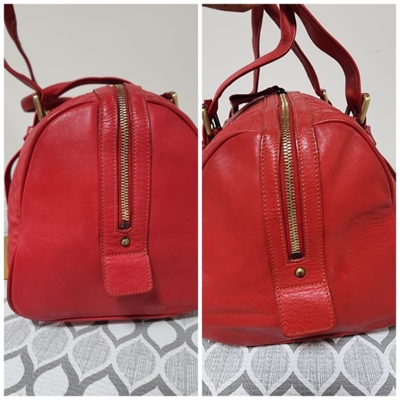 Authentic MCM Quilted Boston Leather Bag Red - Picture 5 of 14